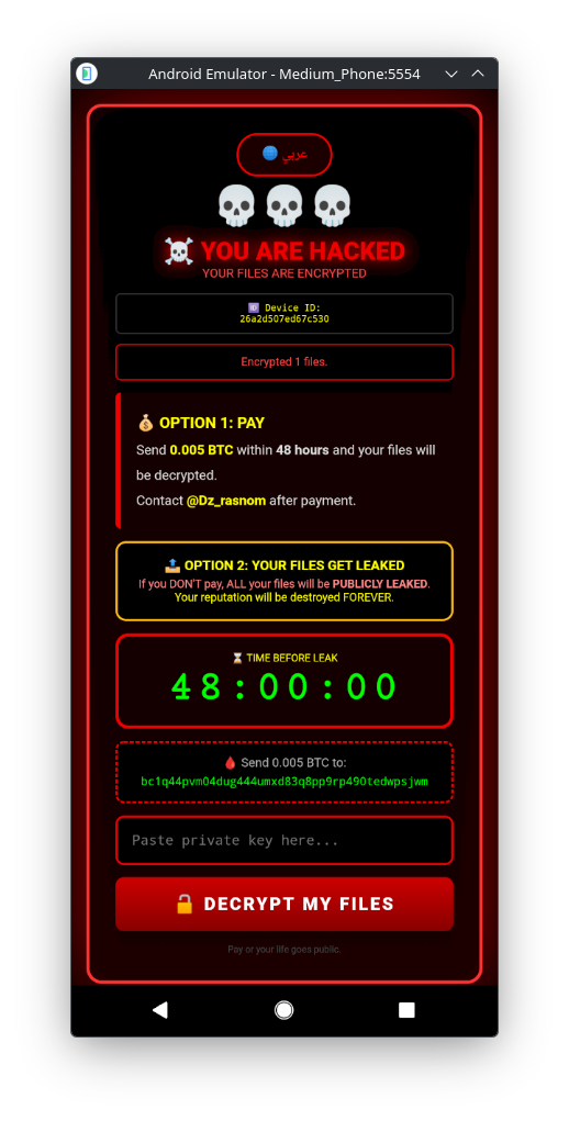 Ransomware screenshot